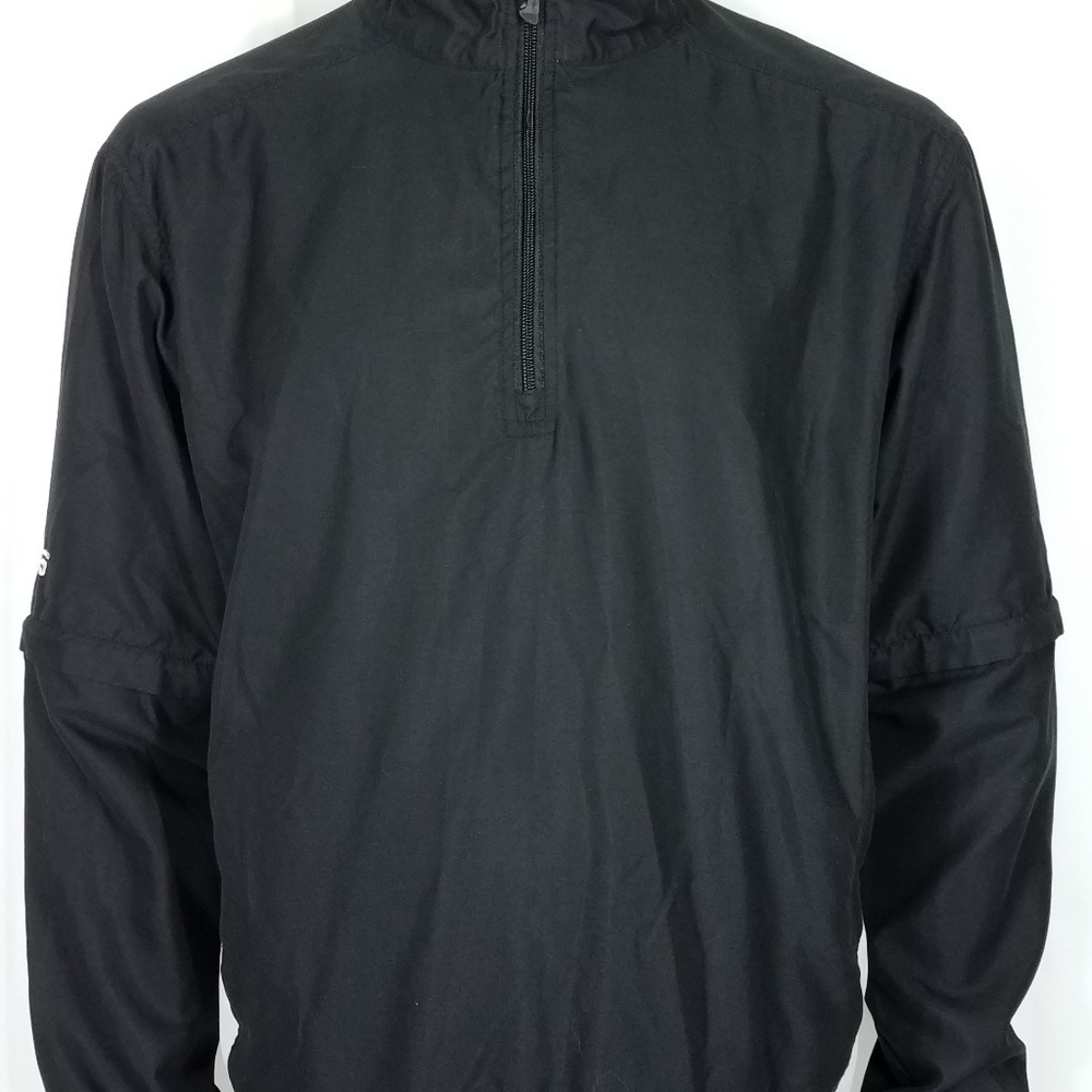 Ping black white lightweight 1/4 zip windbreaker jacket zip off sleeves Medium